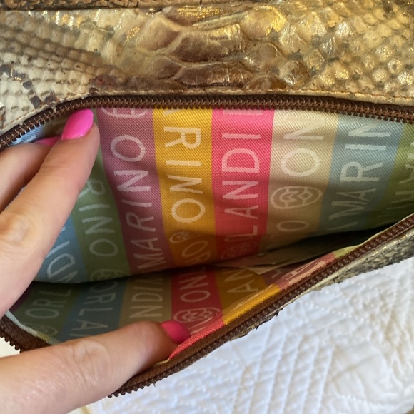 Marino Orlandi Genuine Leather Handbag Faux Embossed Alligator Crocodile - Picture 11 of 13